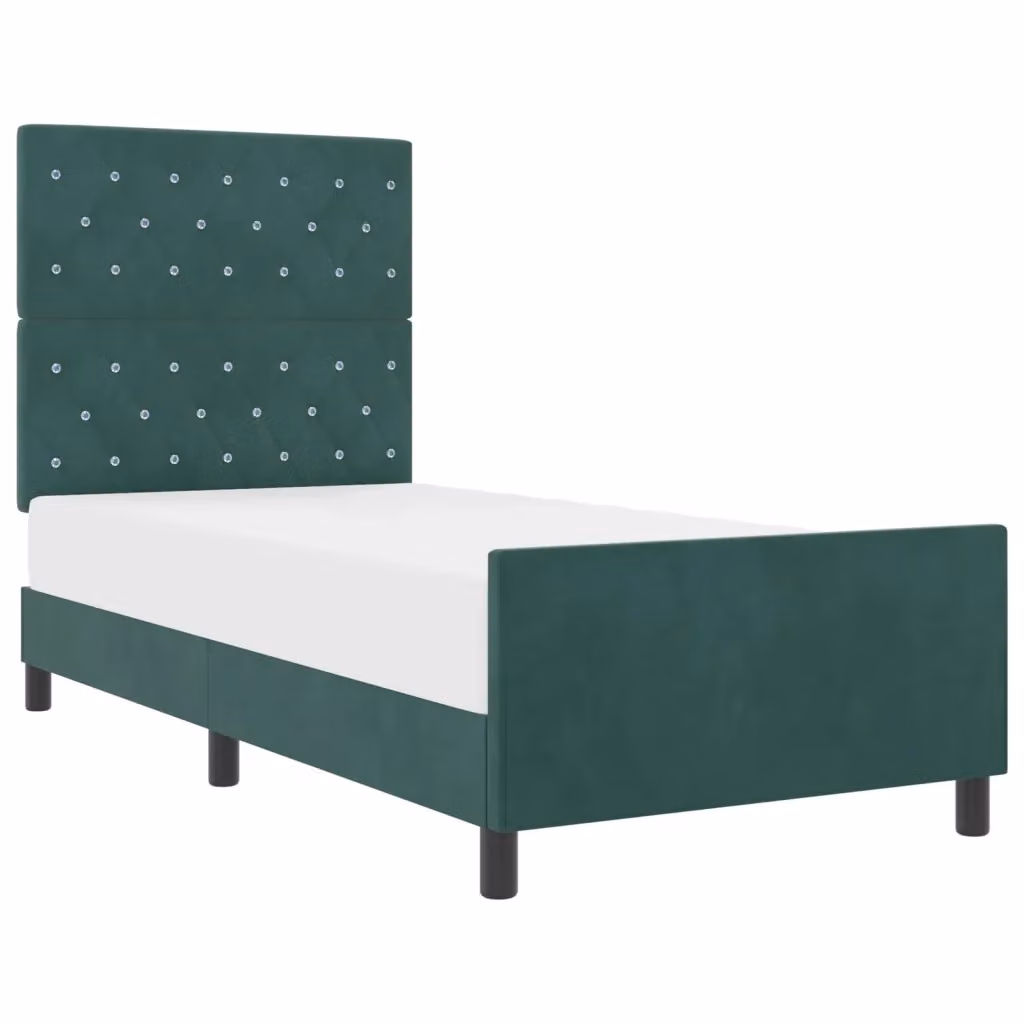 Letto a molle con testiera vidaXL in velluto verde scuro L/P/H: 100 x 200 x 140 cm – 2