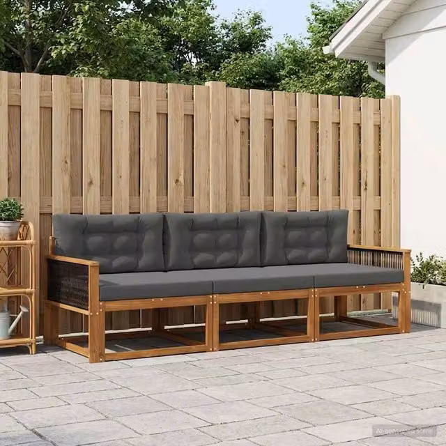 Set di divani da esterno 3 pz Naturale e Antracite 3382305