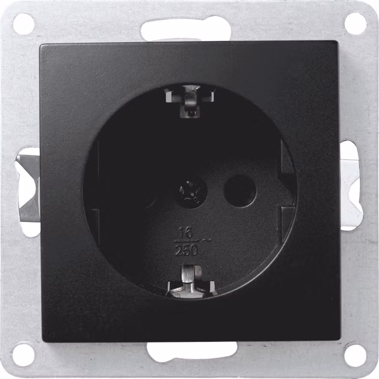 Presa di corrente con contatto di terra McPower Flair 250V~/16A protezione da incasso nero opaco