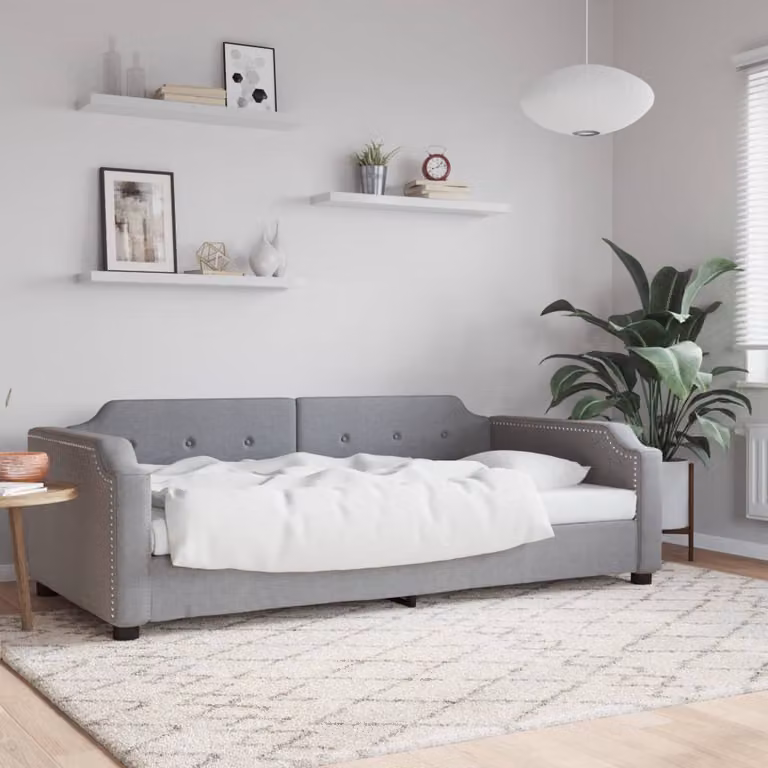 Letto da Giorno vidaXL Grigio Chiaro in Tessuto L: 100 cm, P: 200 cm, H: 66,5 cm