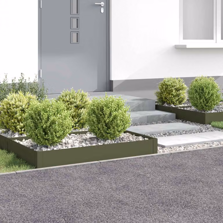 Set di 4 bordure per prato vidaXL in acciaio colore verde oliva, L: 100 cm, P: 60 cm, H: 20 cm