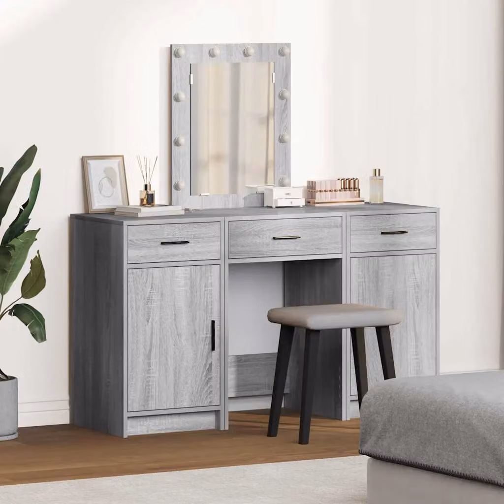 vidaXL Tavolo da Trucco Moderno Grigio in Legno MDF L/P/H: 50 x 41 x 135 cm