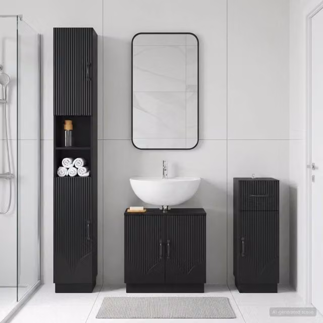 Set di armadietti da bagno in 3 pezzi HOORN Nero 3417874