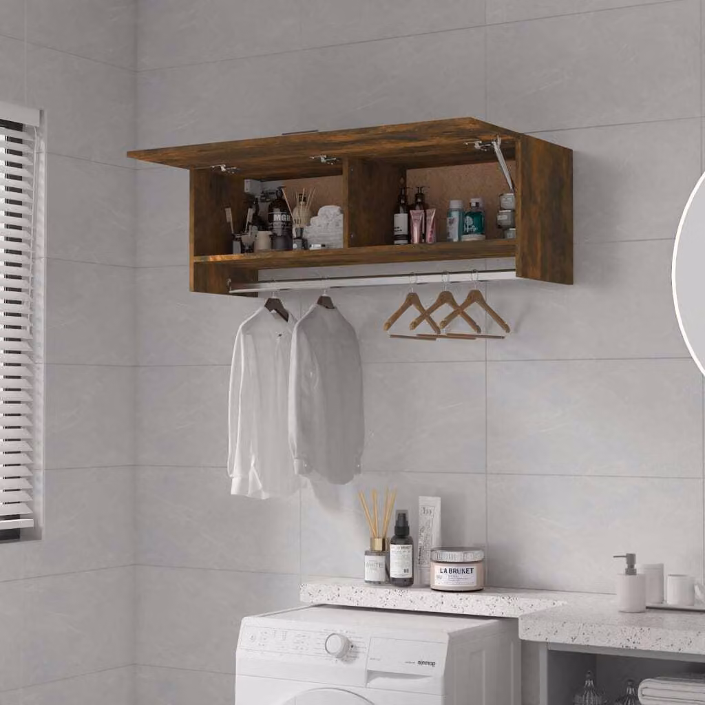 The Living Store armadio rovere fumé 100x32,5x35 cm materiale in legno