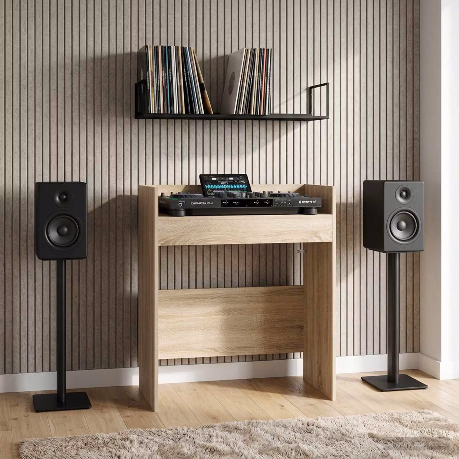vidaXL Tavolo DJ moderno in legno Rovere Sonoma, L 102 x P 45 x H 102 cm