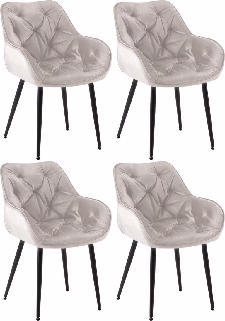 Set di 4 sedie da pranzo in velluto - sedie SAMT - ottimo comfort di seduta | colore: grigio