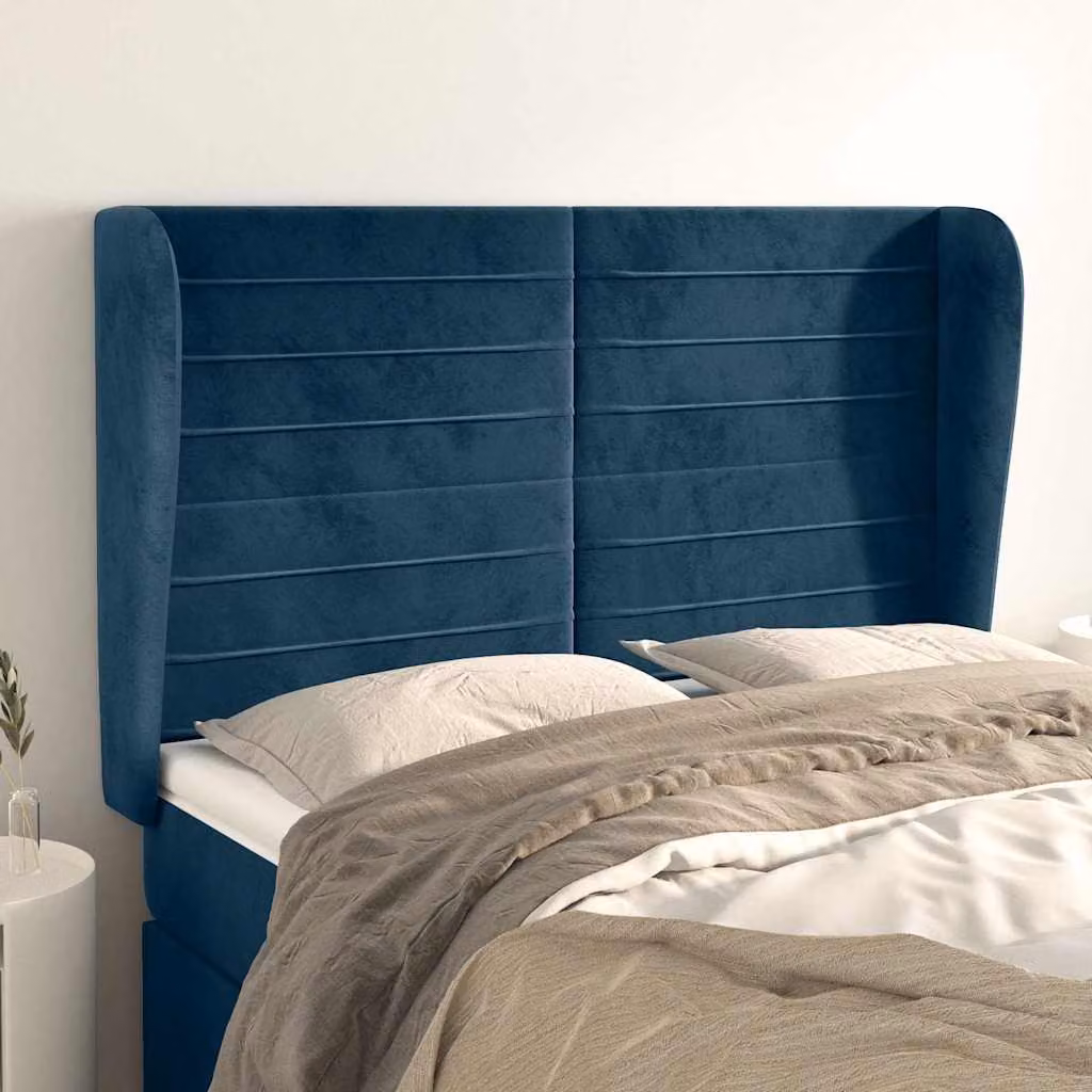 Testiera ad orecchio vidaXL in velluto blu scuro L: 147 cm, P: 23 cm, H: 118/128 cm