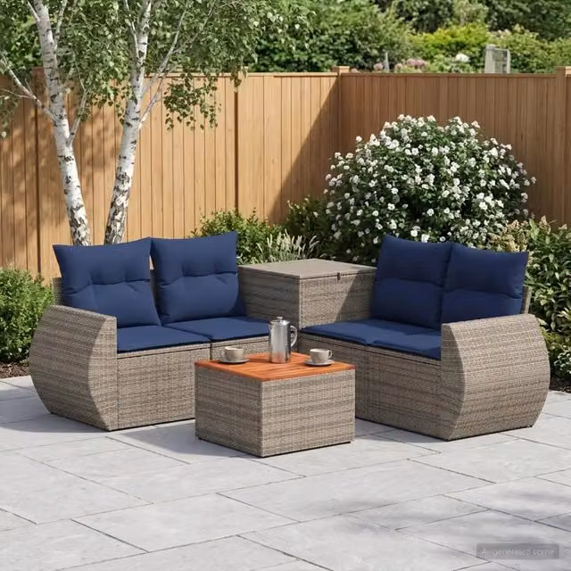 Set di divani 6 pz Grigio e Blu Navy 55 x 55 x 37 cm 3447519