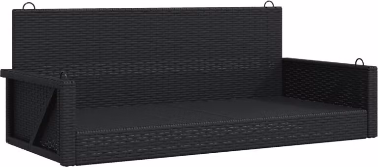 Panchina a Dondolo Nera 119x56x48 cm in Polyrattan