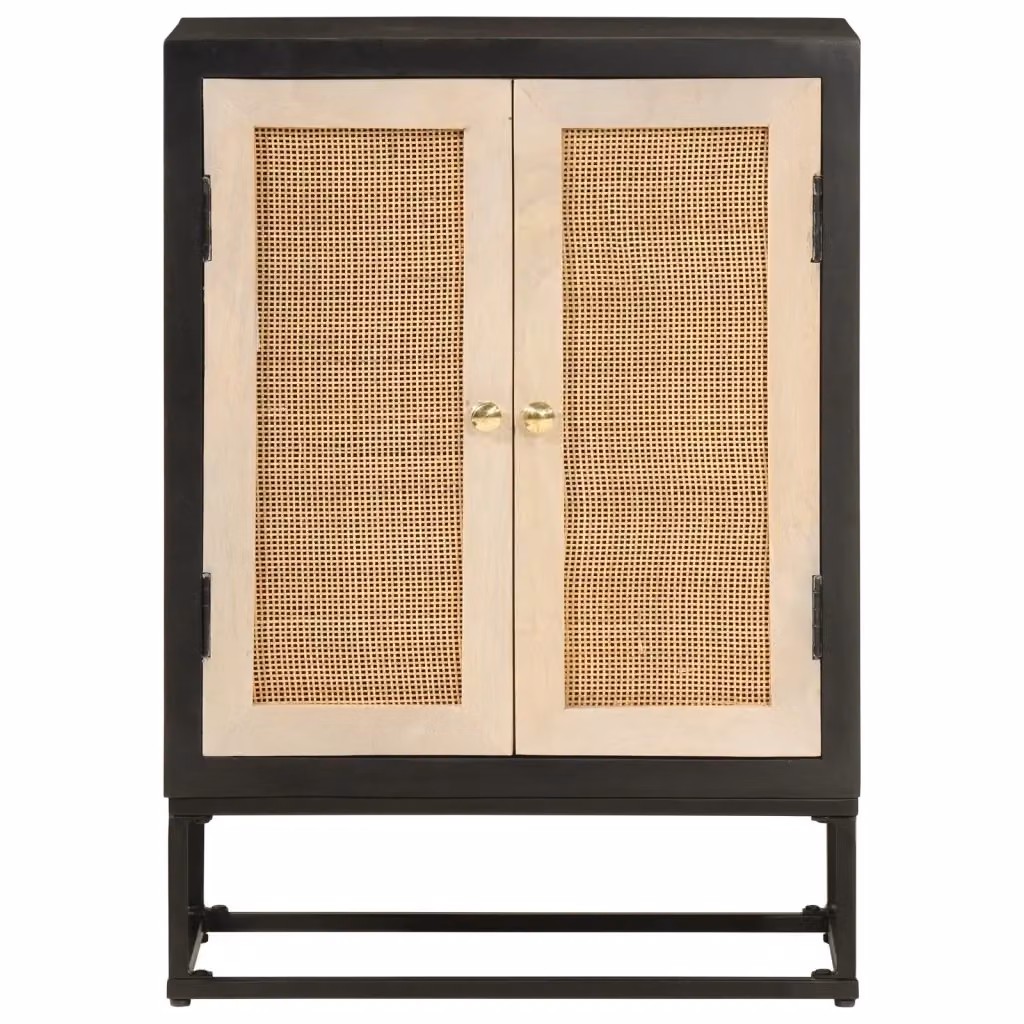 Credenza a parete vidaXL in legno di mango e metallo nero stile industrial L: 55 cm, P: 30 cm, H: 76 cm – 2