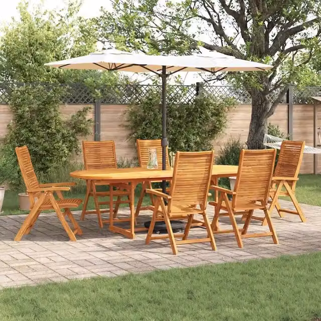 Set da Pranzo per Giardino e Terrazzo vidaXL in Legno di Acacia Marrone, 7 Pezzi – 1