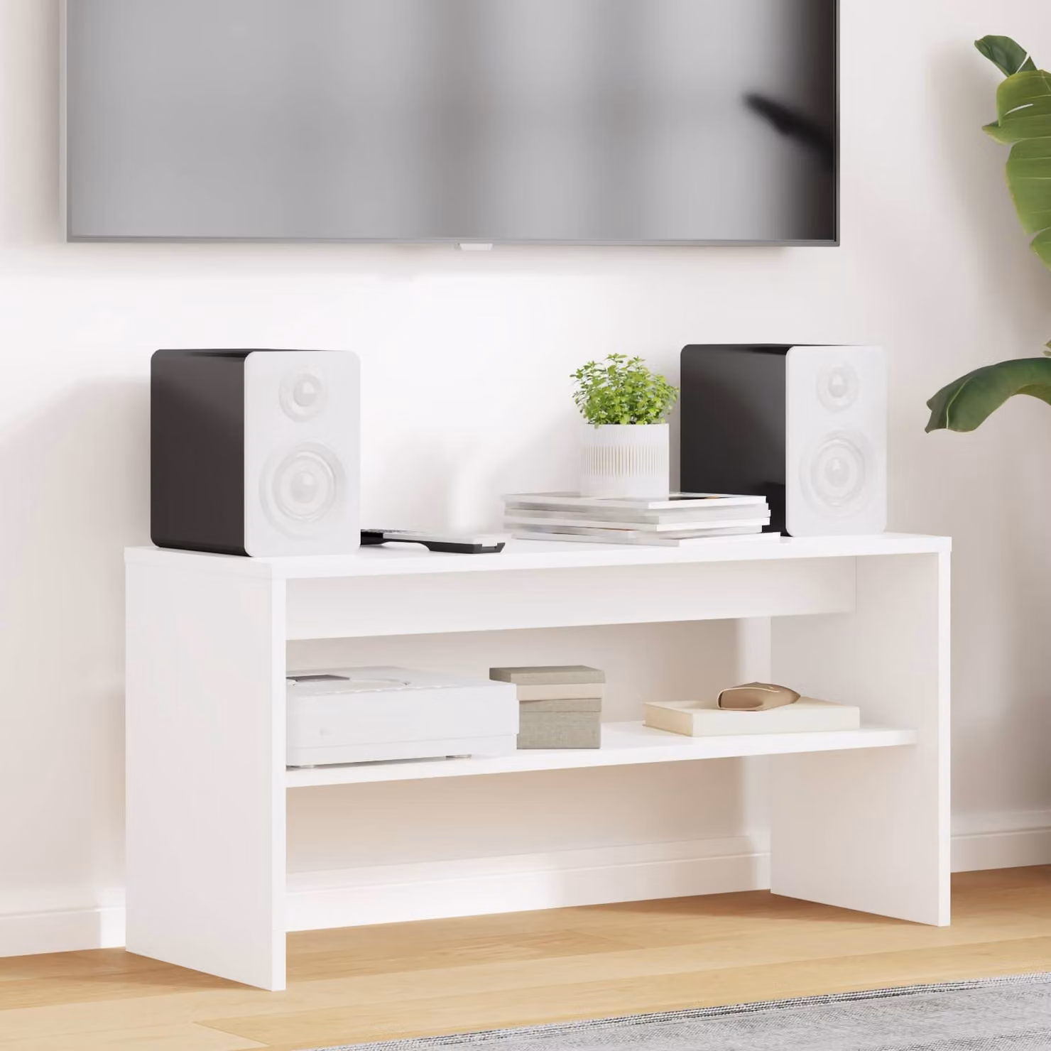 Mobile TV moderno vidaXL in legno ingegnerizzato bianco L 80 cm, P 30 cm, H 40 cm