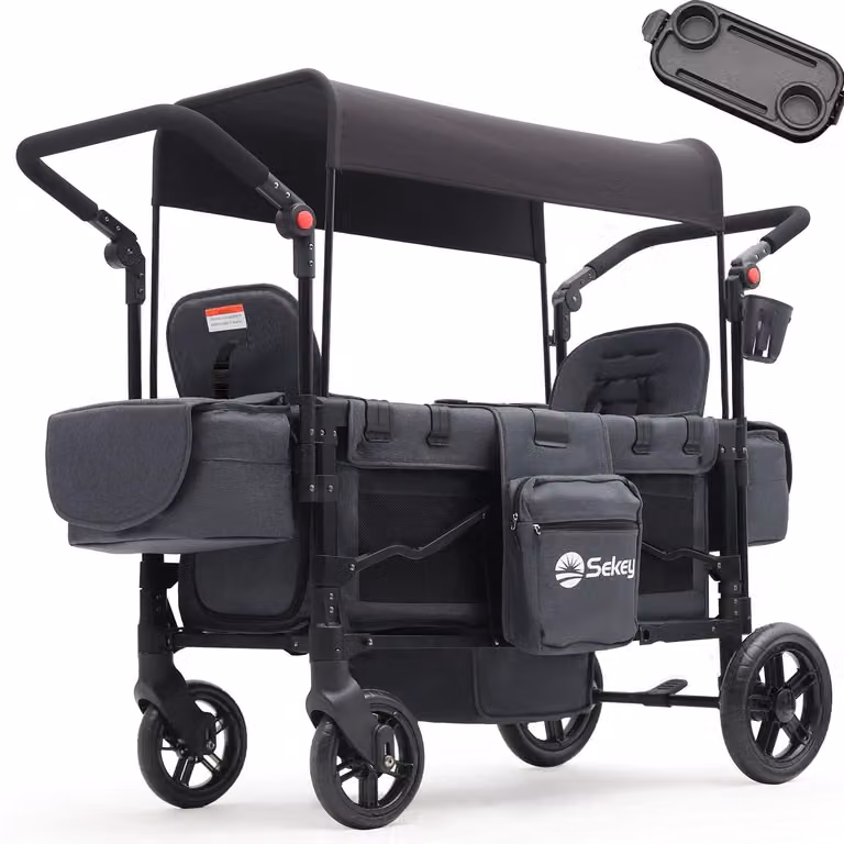 Carrello pieghevole con copertura protettiva e ruote extra large - Colore: nero e grigio
