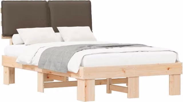 Letto matrimoniale | Letto per adulti | Letto con Testiera Rivestita Talpa 120 x 200 cm Pino massello
