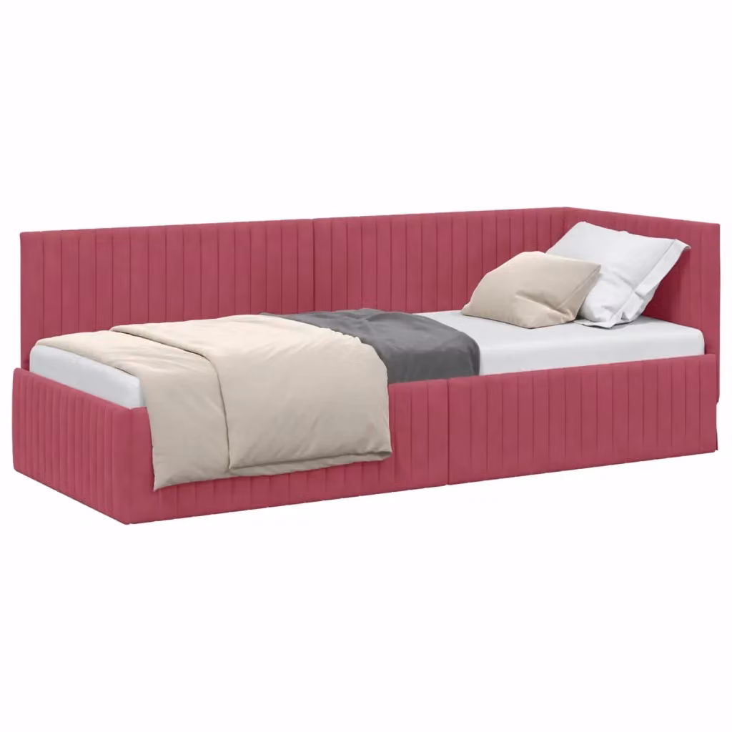 Cornice del letto ad angolo vidaXL in velluto rosso, L: 80 cm, P: 200 cm – 2