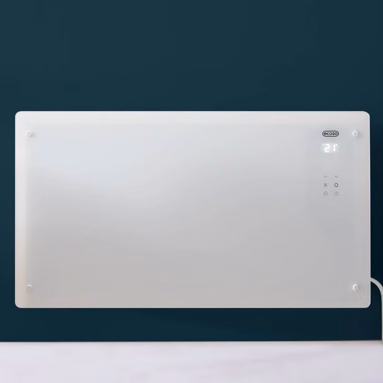 Pannello Riscaldante Smart in Vetro Bianco 2500W - Con presa - Riscaldamento rapido