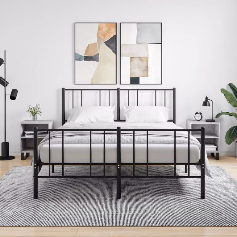 Set di 2 comodini sospesi vidaXL in legno e metallo, colore grigio, L 40 cm x P 30 cm x H 50 cm