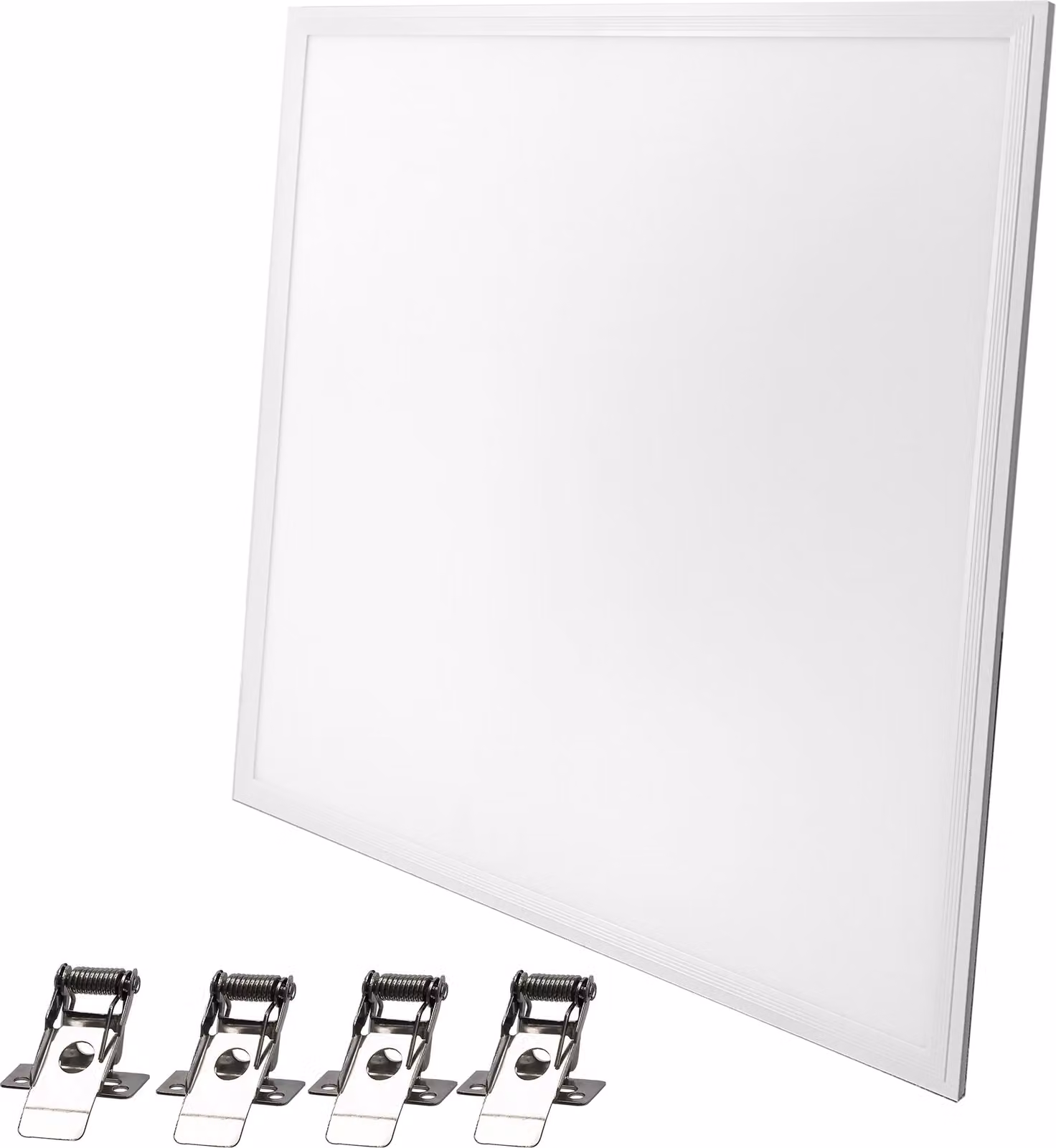 Plafoniera da incasso a LED 62x62 cm, modello slim, con griglia, incl. 4 staffe di montaggio, luce bianco caldo