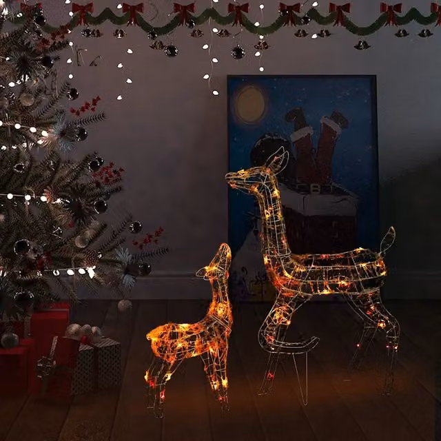 Famiglia di Renne di Natale vidaXL con 160 LED multicolore per giardino e decorazioni esterne