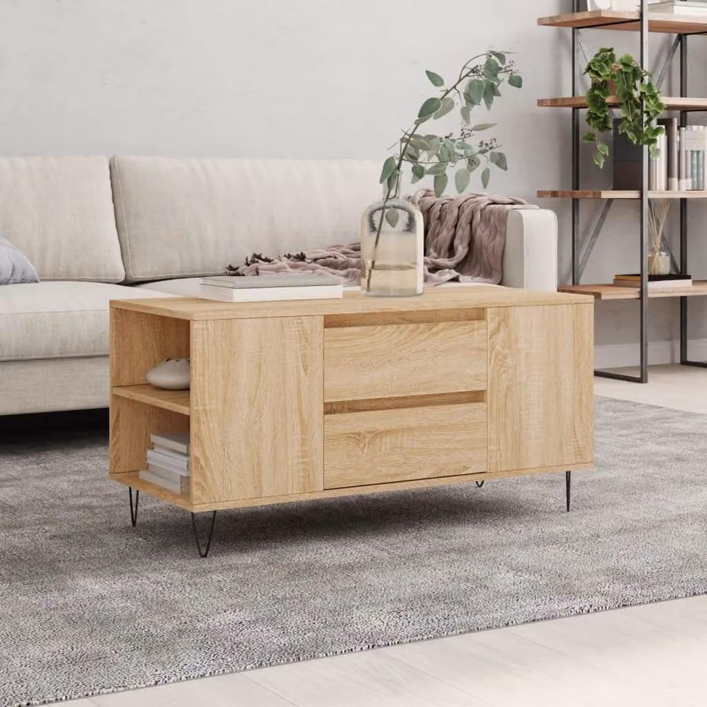 vidaXL Tavolino da Salotto Moderno in Legno Rovere Sonoma, L/P/H: 102 x 44,5 x 50 cm