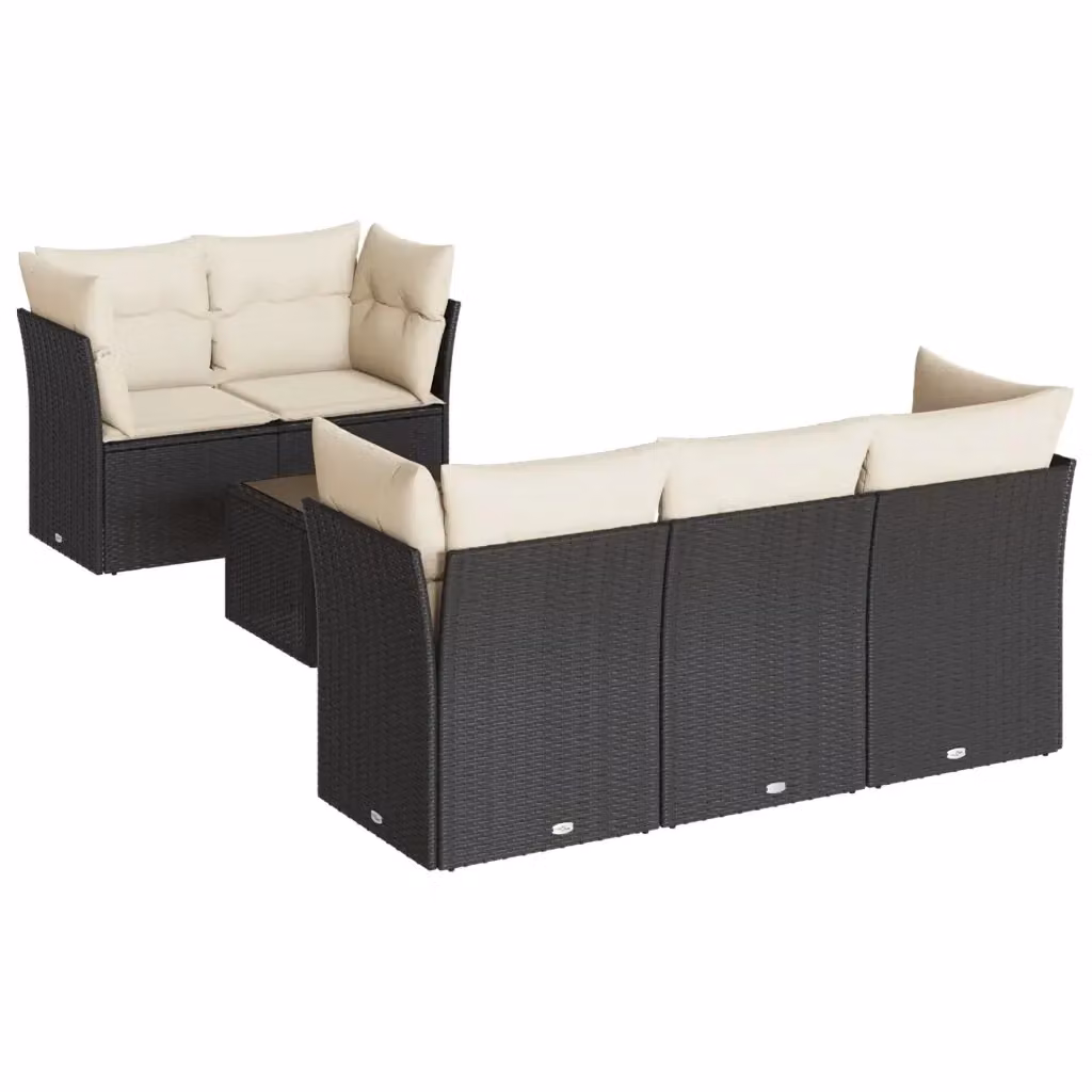 Set da giardino VIDAXL in polyrattan nero con cuscini, design moderno a L per 6 persone – 2