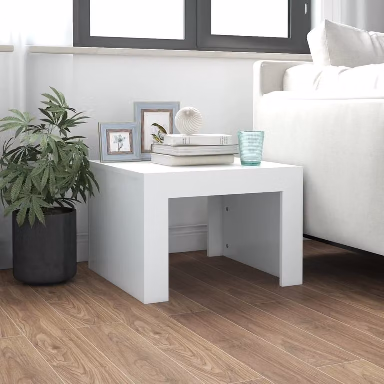 The Living Store tavolino bianco 50x50x35 cm in materiale ligneo