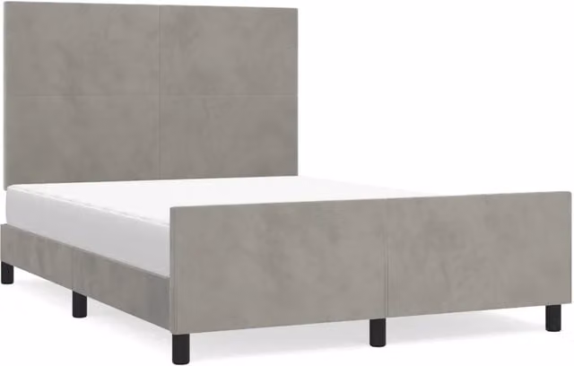Letto matrimoniale | Letto per adulti | Giroletto senza Materasso Grigio Chiaro 140x190 cm Velluto