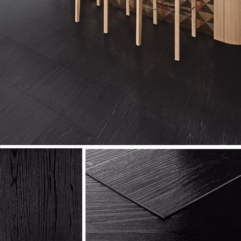 Piastrelle adesive pavimento - Effetto legno PVC nero - 30 x 30 cm - 4 piastrelle