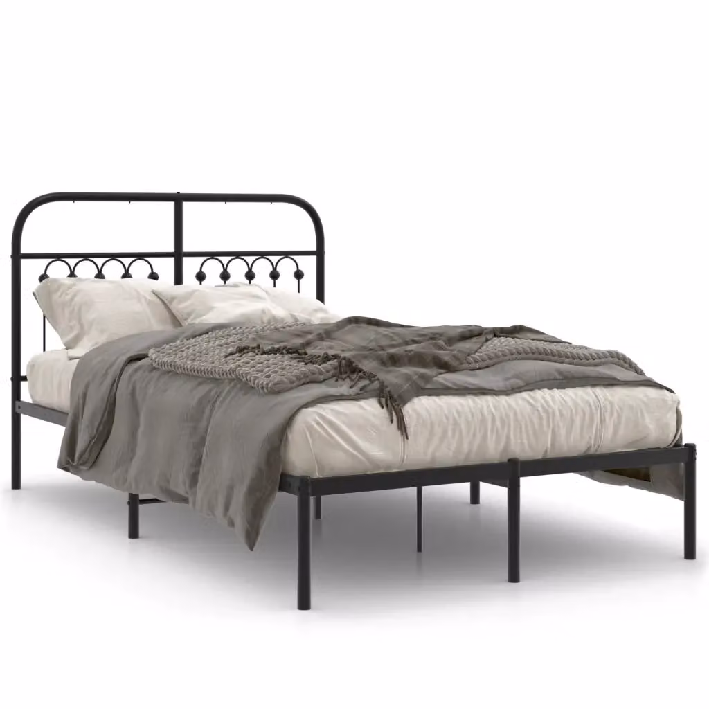 Giroletto con testiera in metallo nero vidaXL L/P/H: 120 x 200 cm – 2