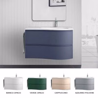 Mobile bagno sospeso INBAGNO Melody blu navy e bianco con ante e cassetti soft close