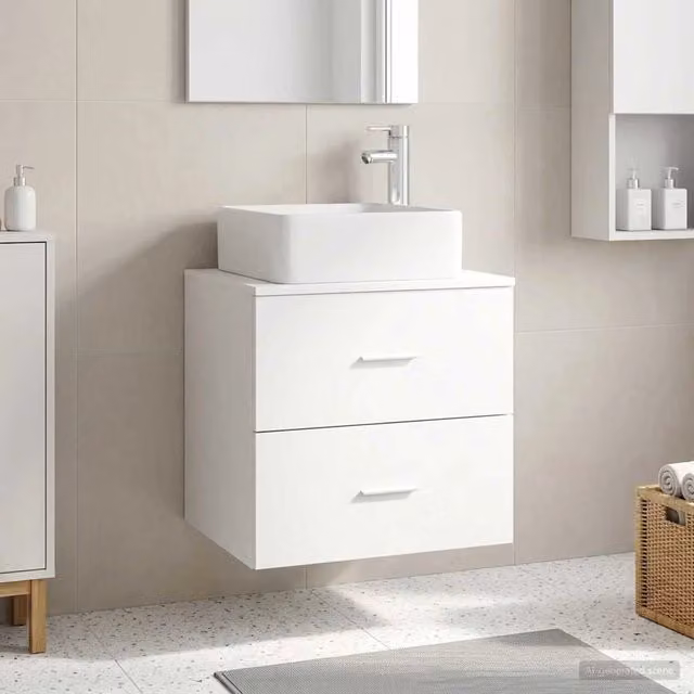 Mobile Lavabo da Parete Moderno vidaXL Bianco L: 53 cm, P: 34,5 cm, H: 63 cm