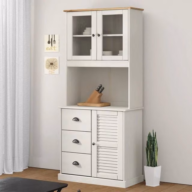 Comò VIGO vidaXL in legno massello di pino cerato bianco L/P/H: 78 x 30 x 100 cm