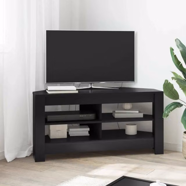 Mobile TV angolare moderno vidaXL in legno MDF nero L 102 cm x P 41 cm x H 50 cm