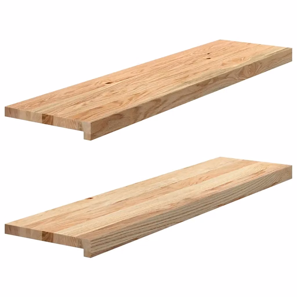 Set di 2 gradini vidaXL in rovere massello non trattato, colore marrone, L 100 cm x P 30 cm x H 2 cm – 2