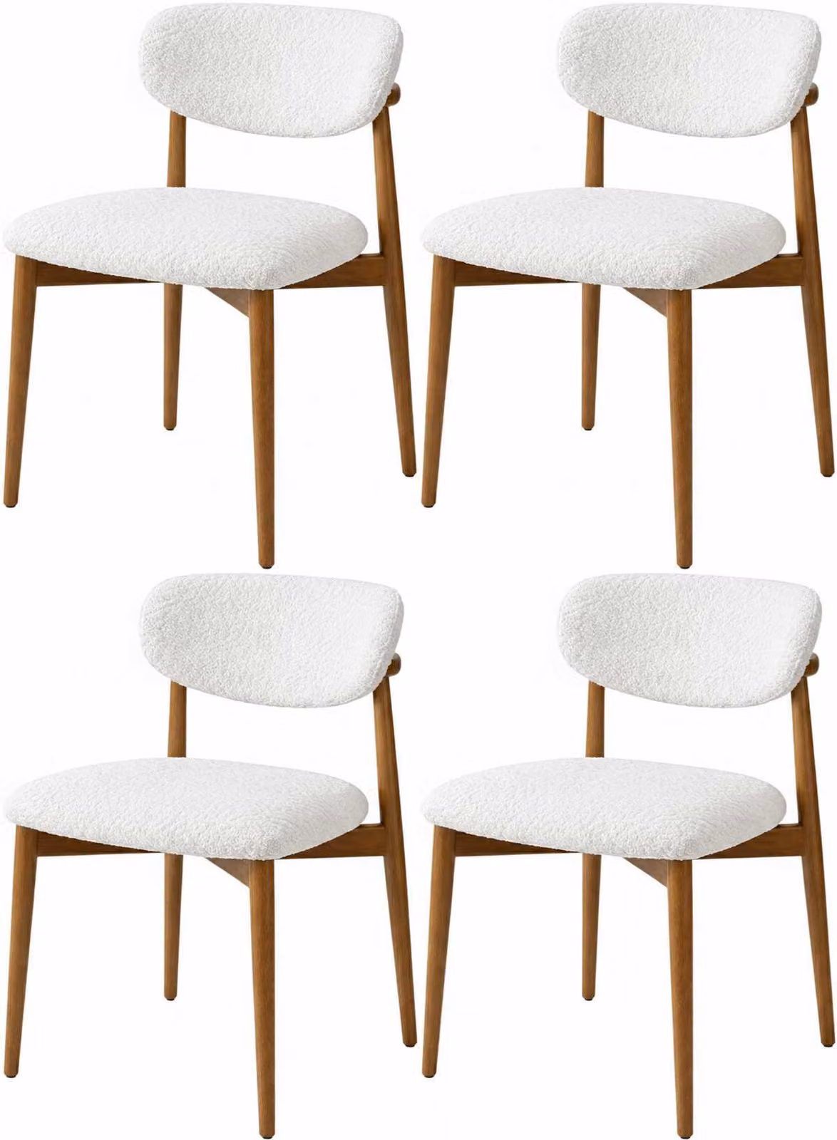 Sedia 4x, stile moderno, colore marrone e bianco, nuova, in legno e tessuto morbido, minimalista