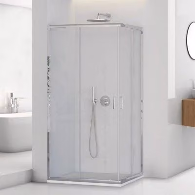 Box doccia angolare Tay INBAGNO con doppio sistema scorrevole in vetro trasparente L 120 cm x P 70 cm x H 195 cm