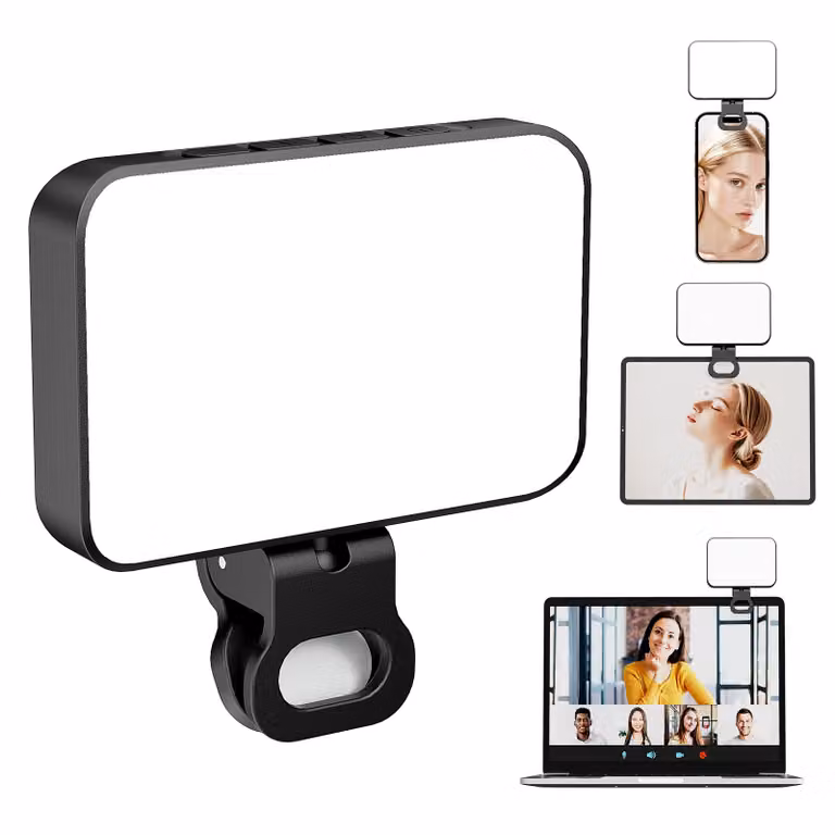ZELURXX Lampada selfie portatile, 3 temperature di colore, 10 livelli di luminosità, batteria da 2000 mAh, ricarica Type-C