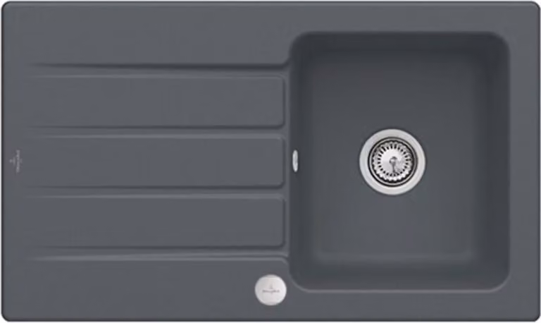 Lavello da cucina rettangolare Villeroy&Boch, lavello da cucina con scolapiatti Architectura 50 Graphite 86x51cm,3350 01 R1