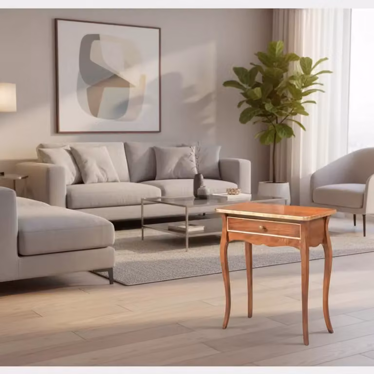 Consolle con 1 cassetto Mobili 2G finitura foglia oro e legno L/P/H: 62 x 31 x 70 cm