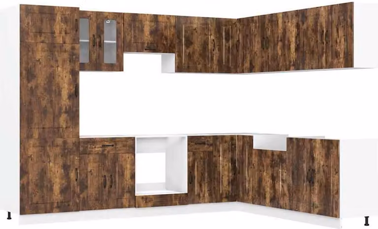Set Mobili da Cucina 14 pz Kalmar Rovere Fumo Legno Multistrato