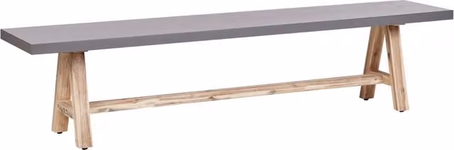 Panca da giardino Beliani in cemento grigio e legno di acacia stile industriale L: 200 cm, P: 45 cm, H: 40 cm
