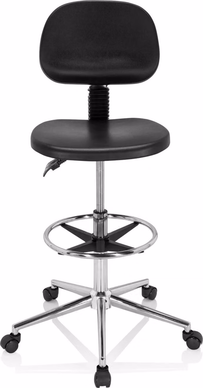 Sgabello girevole TOP WORK 24 I Schiuma dura nero / cromo