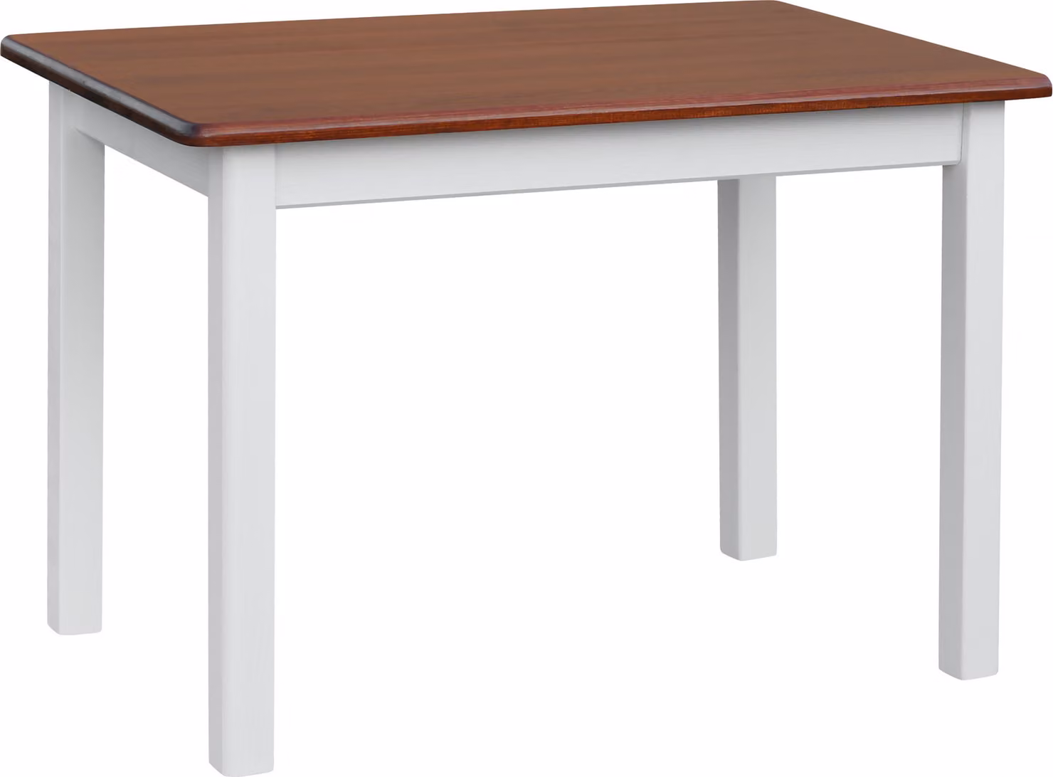Tavolo bianco in legno di pino massiccio con piano in colore Calvados 100 x 60 cm