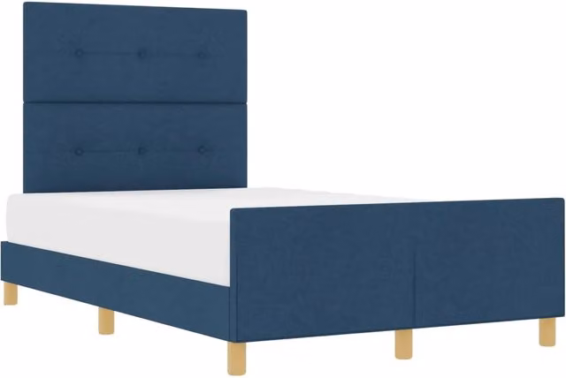 Letto matrimoniale | Letto per adulti | Struttura del letto con testiera Blu 120 x 190 cm Tessuto