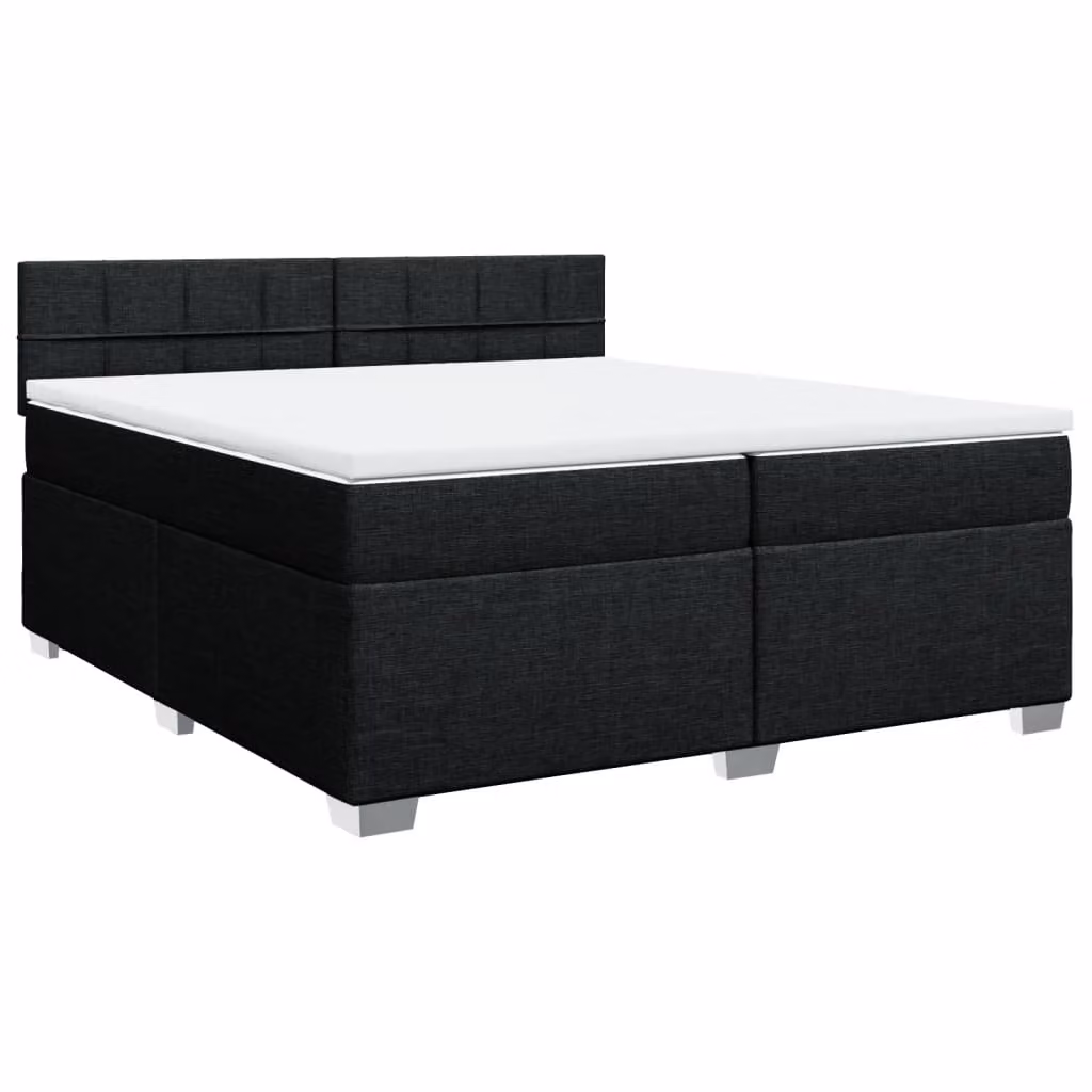 Giroletto a Molle con Materasso Nero 200x200 cm in Tessuto