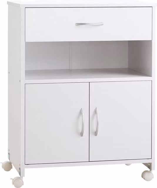 Vinsetto Mobile Porta Stampante in Legno con Cassetto e Armadietto, Mobiletto Basso Multiuso con 4 Ruote, L: 60 cm, P: 39 cm, H: 80 cm, Bianco
