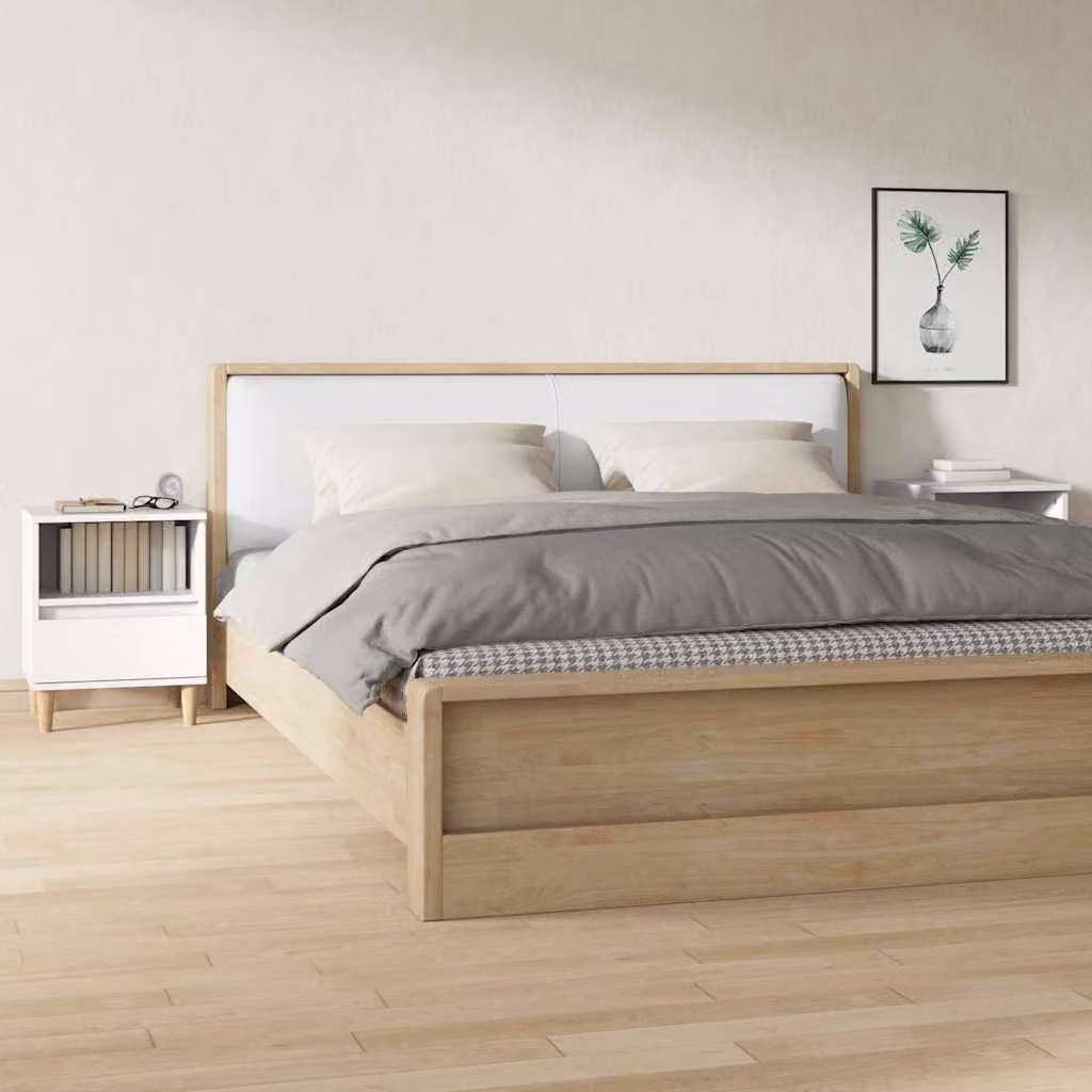 Set di 2 comodini moderni vidaXL in bianco opaco L/P/H: 40 x 35 x 50 cm