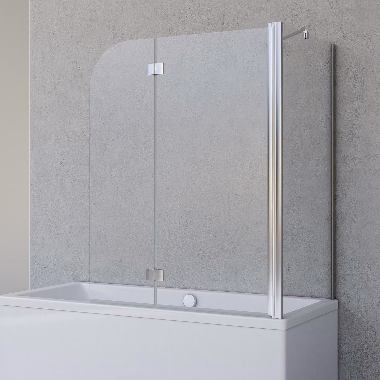 Cabina doccia Schulte per vasca Angle, in 2 parti con pannello laterale, colore del profilo cromato, vetro di sicurezza da 5 mm (ESG) chiaro, schermo pieghevole: 112 x 142 cm, pannello laterale adatto a una vasca di 79 - 81 cm di larghezza