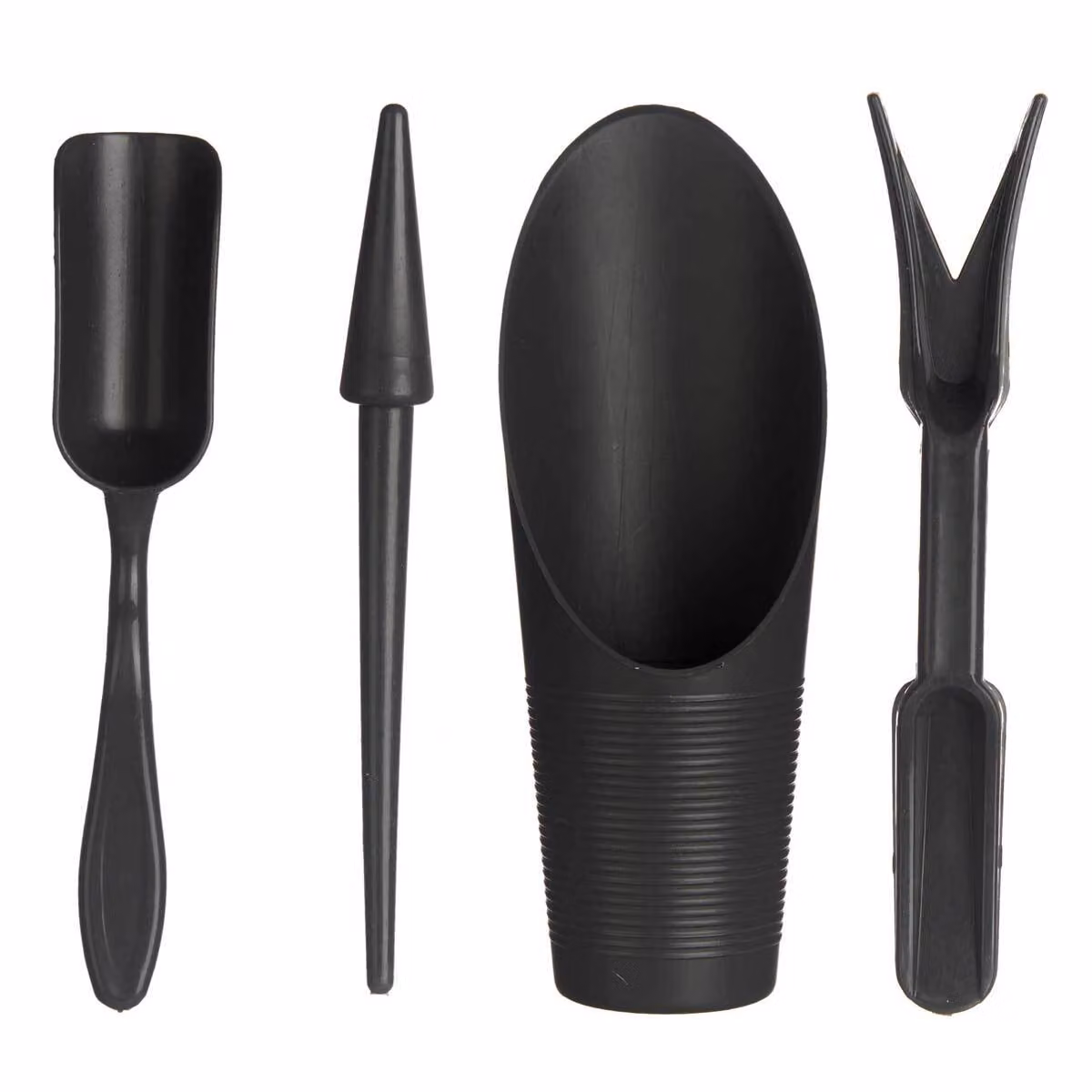 Set per la manutenzione del giardino: pala, rastrello, spargitore manuale