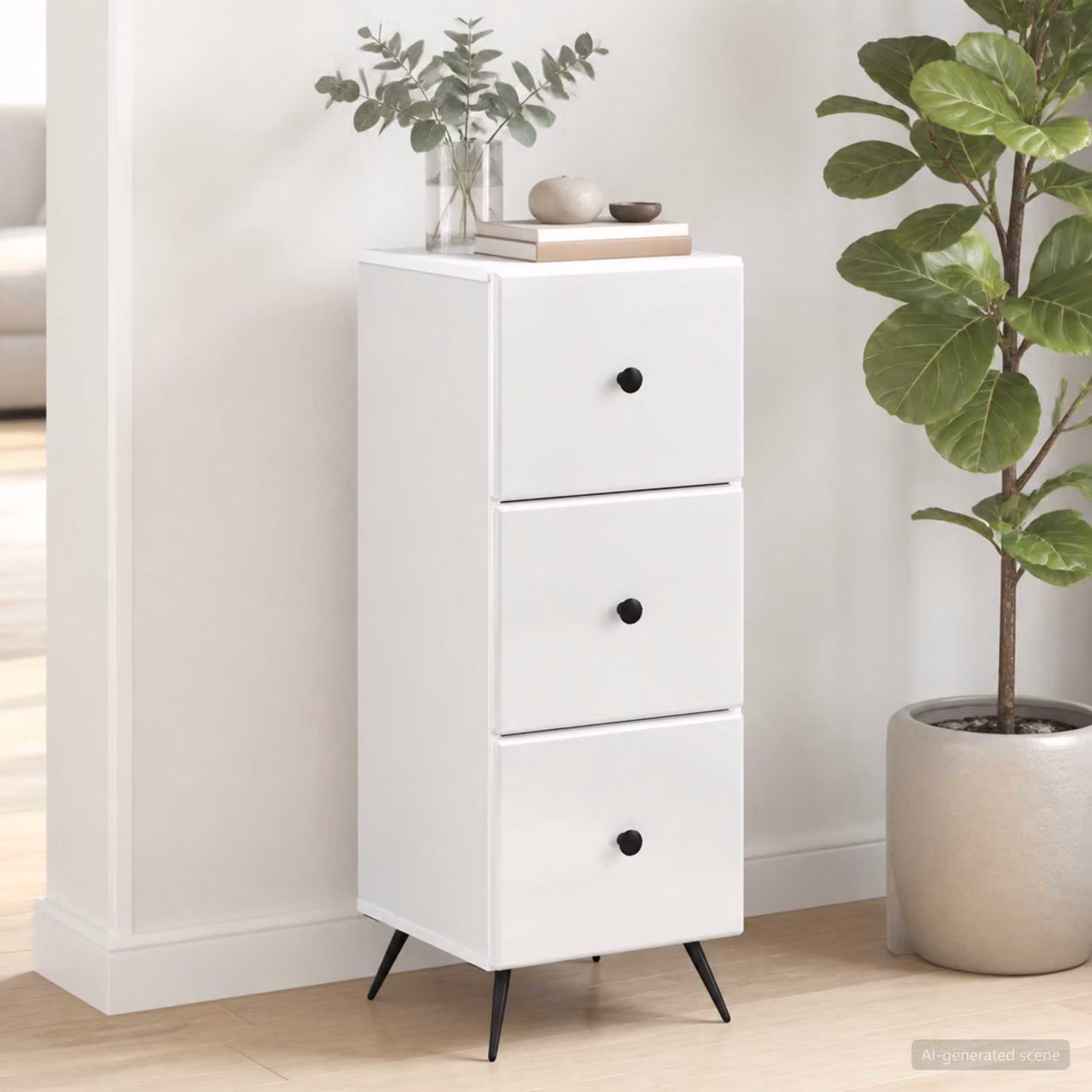Carrello mobile con cassetti vidaXL bianco con ruote L/P/H: 33 x 34,5 x 90 cm